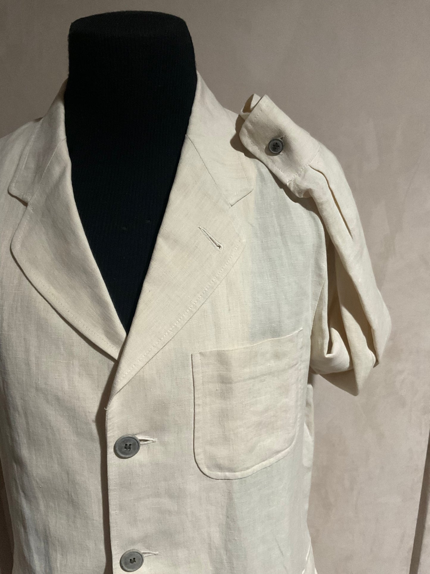 R P SPORTS JACKET / CREAM LINEN / UNCONSTRUCTED / MEDIUM - LARGE / NEW / MADE IN USA