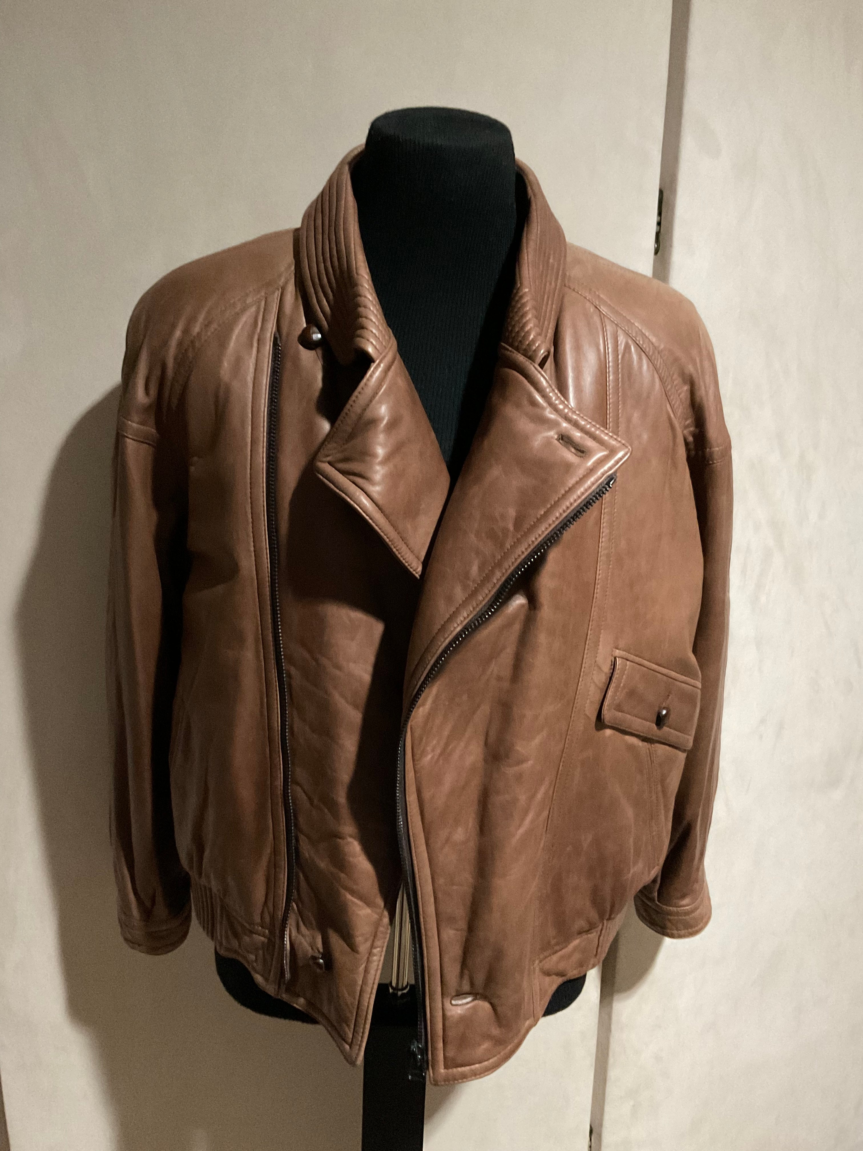 R P LEATHER JACKET / BROWN / MEDIUM / MADE IN ITALY – DESIGNER