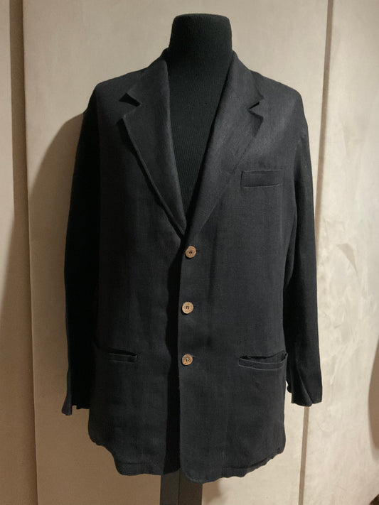 R P SPORTS JACKET / BLACK LINEN / UNCONSTRUCTED / MEDIUM - LARGE / NEW / MADE IN ITALY