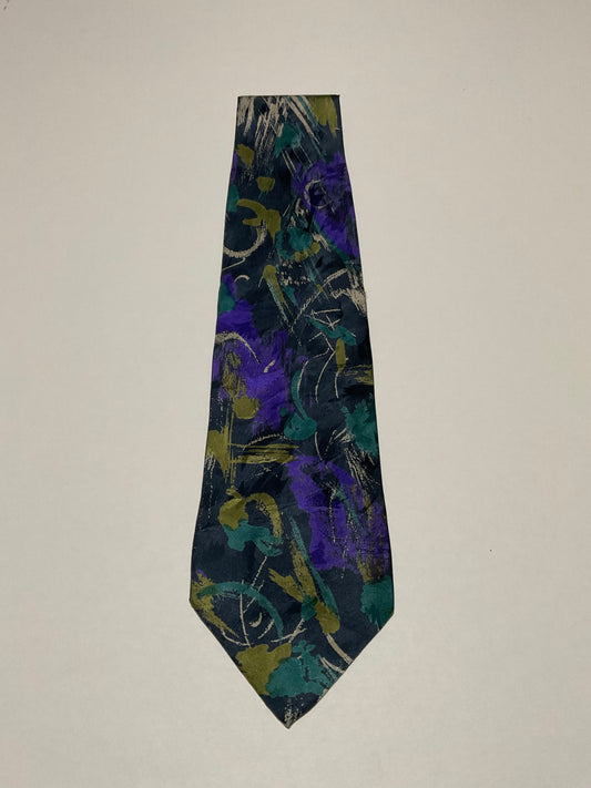 R P TIE / PURE SILK / NEW / APPX. 3 3/4” WIDE / HAND MADE IN ITALY