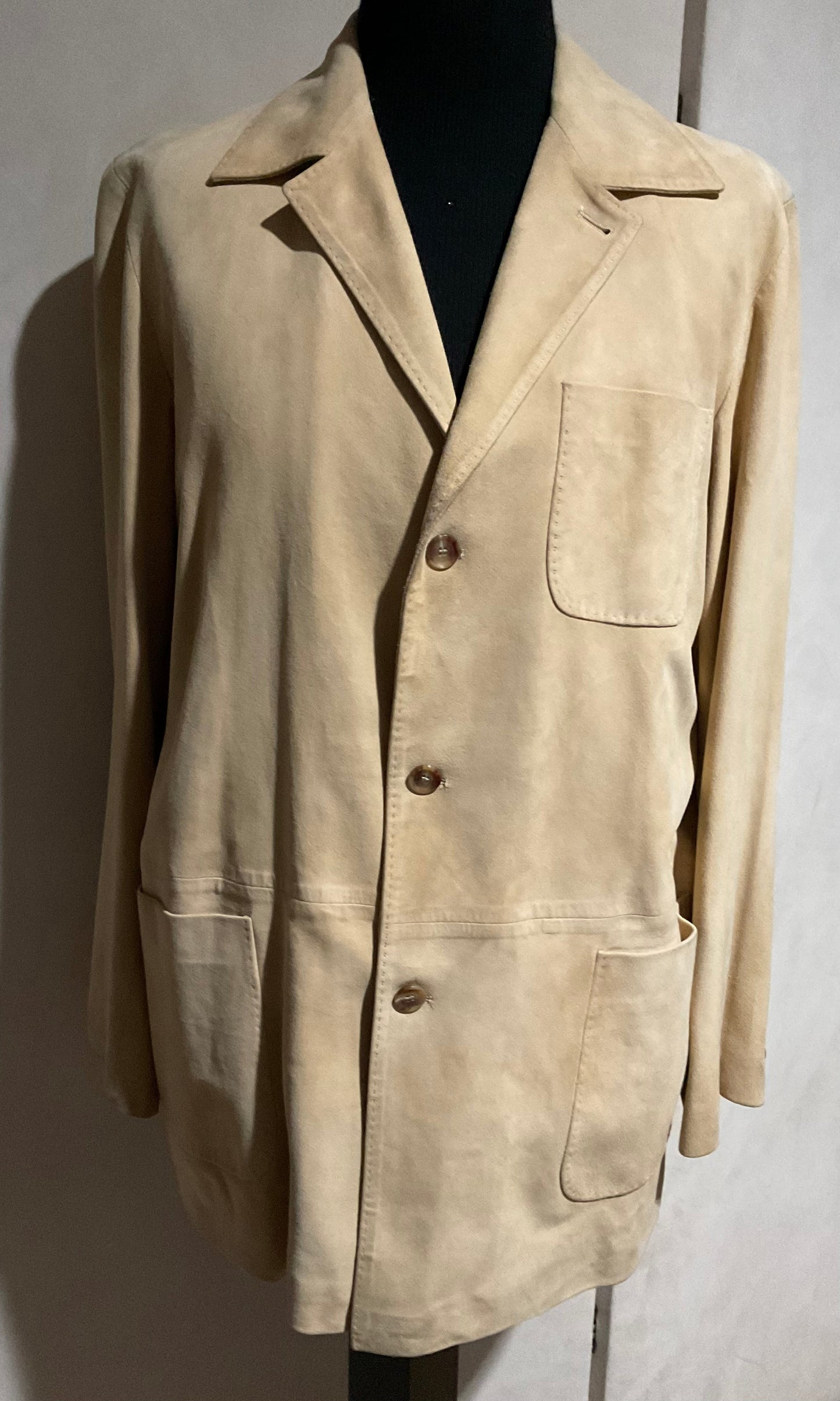 R P SUEDE JACKET / CREAM / MEDIUM - LARGE / NEW / MADE IN ITALY