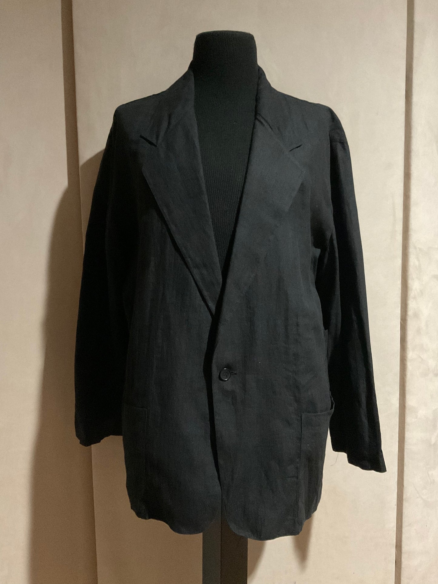 R P SPORTS JACKET / BLACK LINEN / UNCONSTRUCTED / LARGE - EXTRA LARGE / NEW / MADE IN ITALY