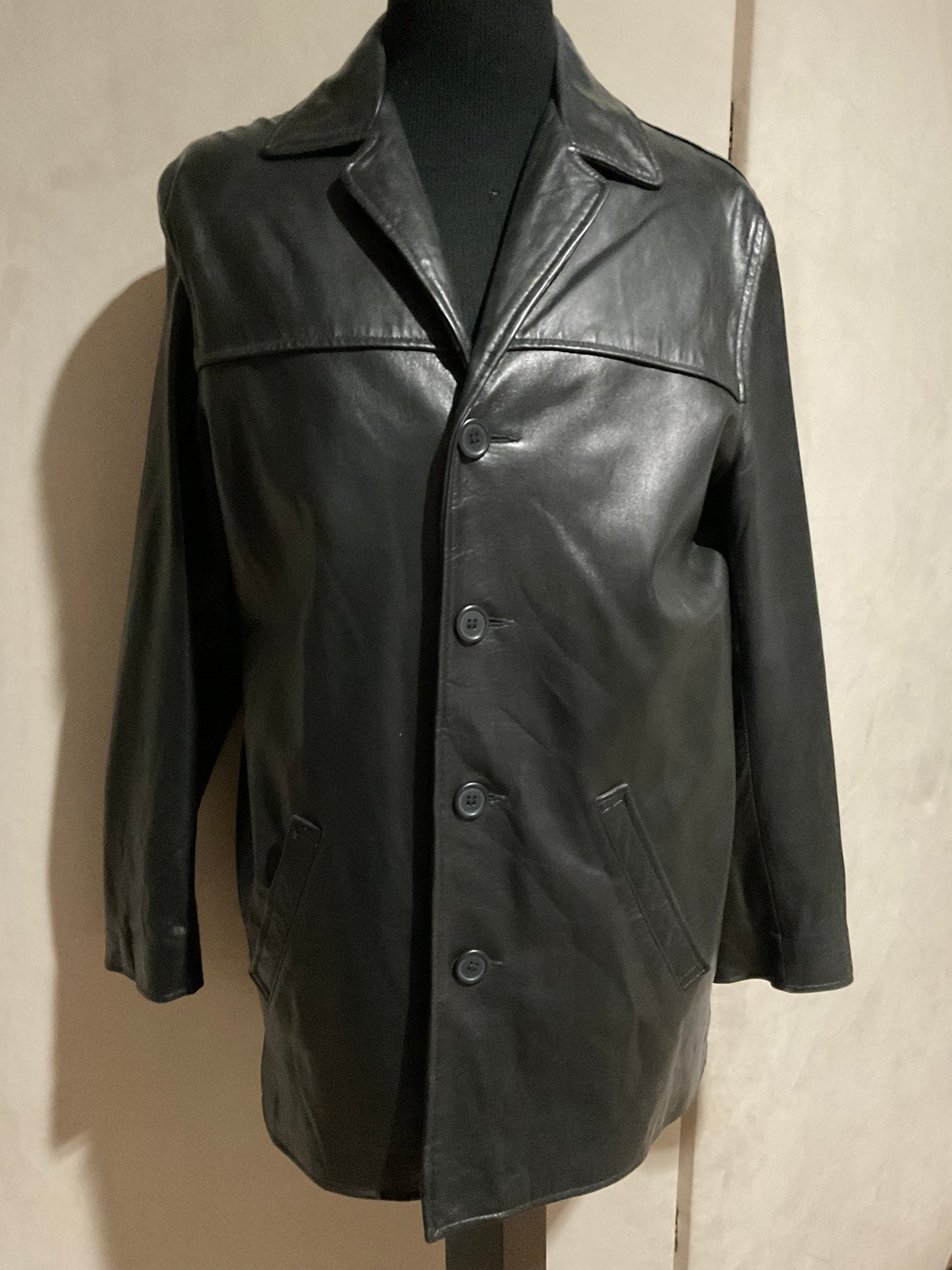 R P LEATHER JACKET / MEDIUM / BLACK / CRAFTED IN USA
