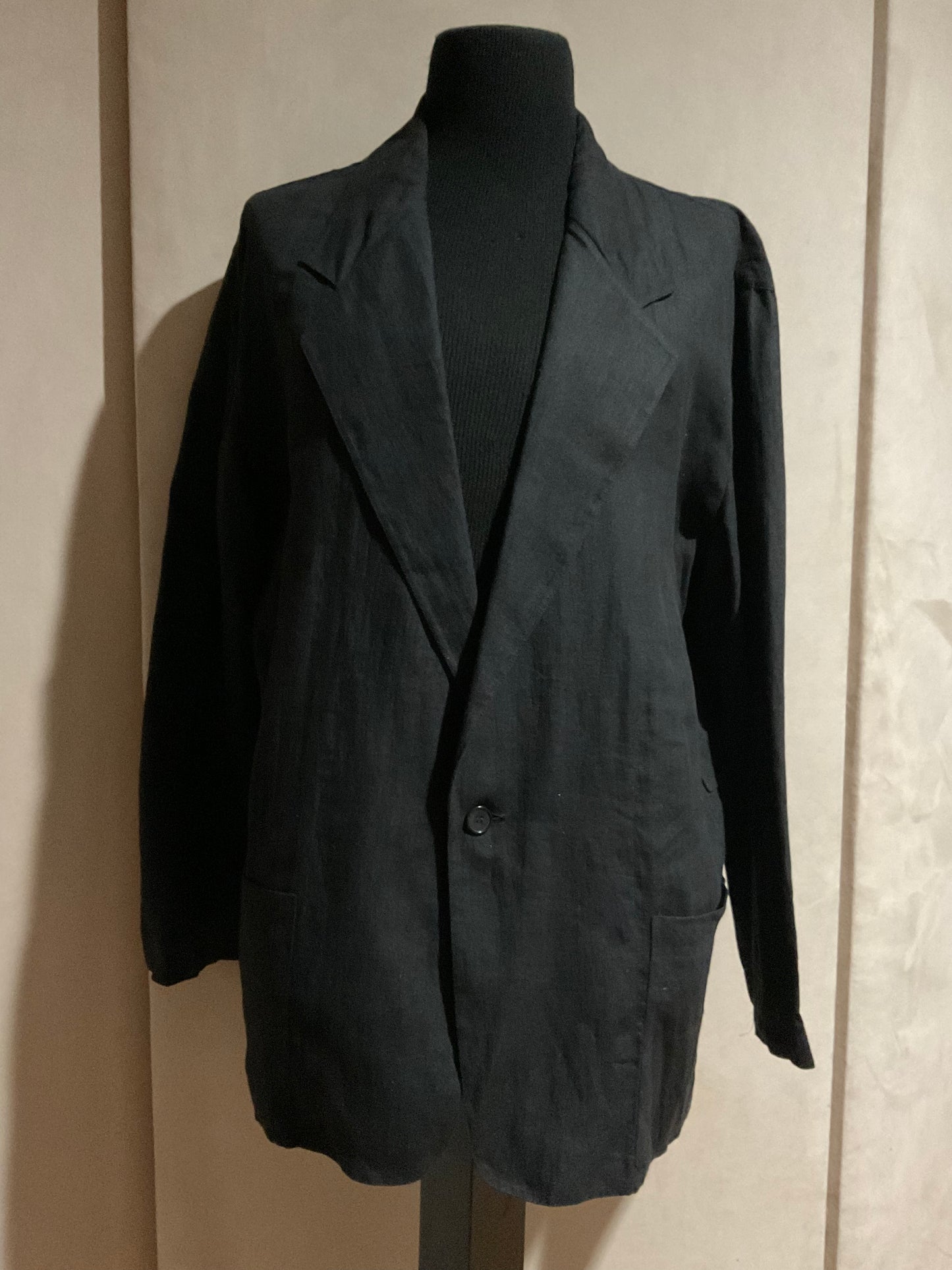 R P SPORTS JACKET / BLACK LINEN / UNCONSTRUCTED / LARGE - EXTRA LARGE / NEW / MADE IN ITALY
