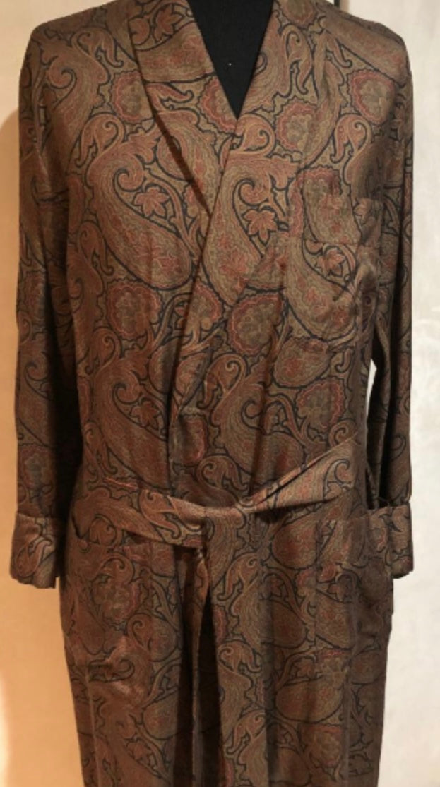 R P ROBE / DRESSING GOWN / 100% SILK / HAND MADE IN ITALY / NEW / MEDIUM - LARGE