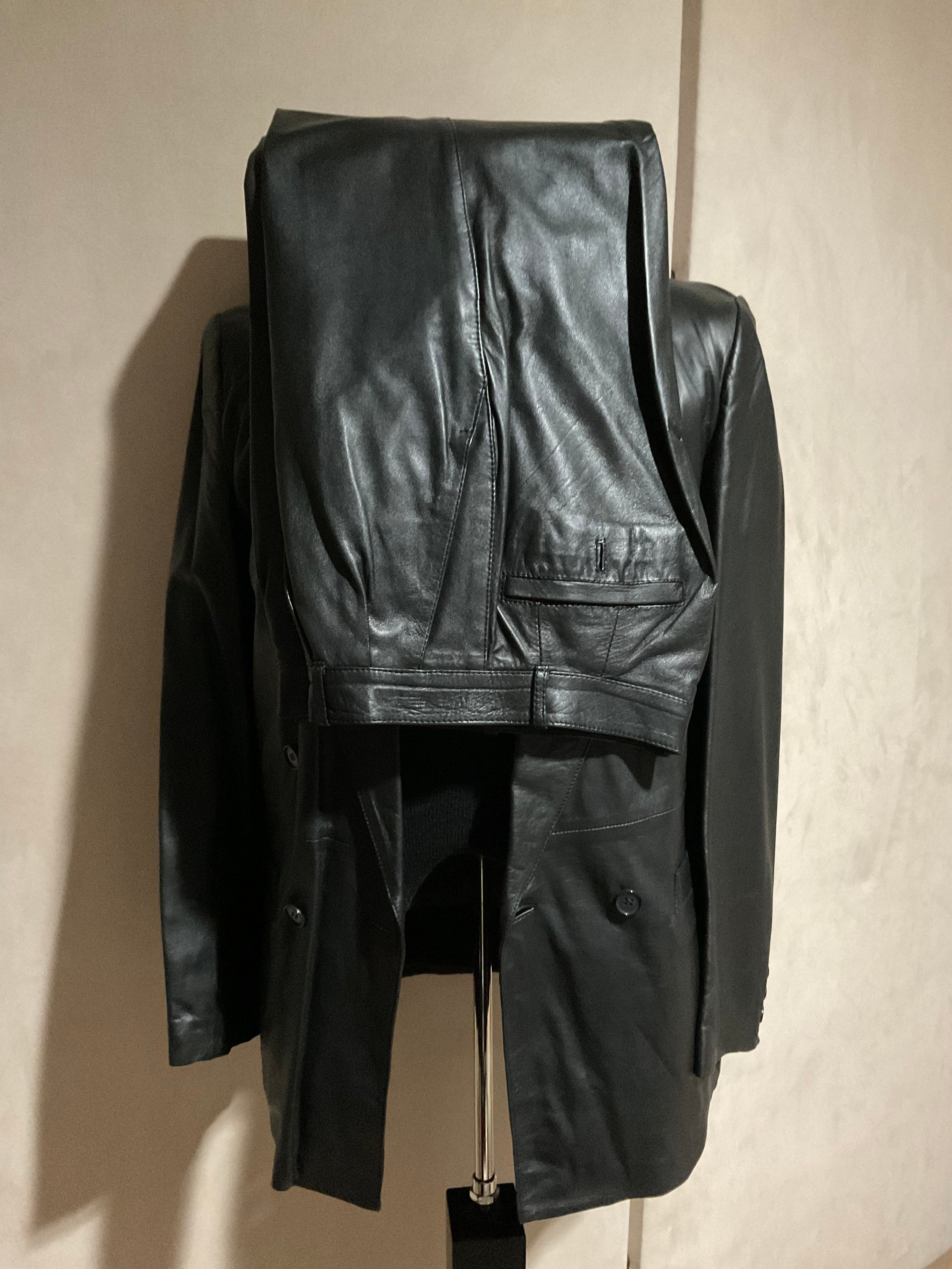 R P LEATHER DOUBLE BREASTED JACKET / BLACK / MEDIUM / MADE IN