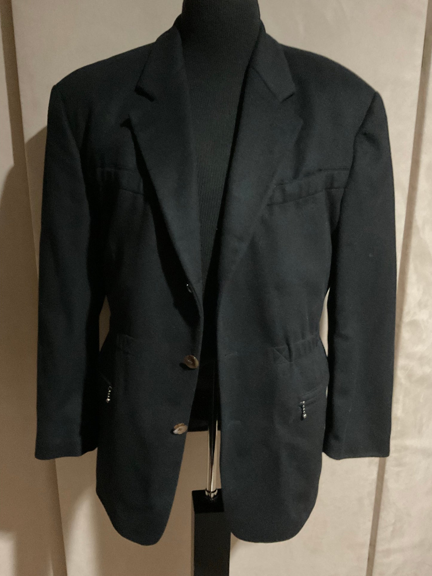 R P JACKET / BLACK CASHMERE & WOOL / MEDIUM - 40 / NEW / MADE IN GERMANY