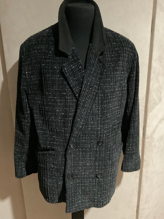 R P JACKET CORDUROY TWEED & SUEDE / DOUBLE BREASTED /  BLACK / NEW / MEDIUM - LARGE / MADE IN ITALY